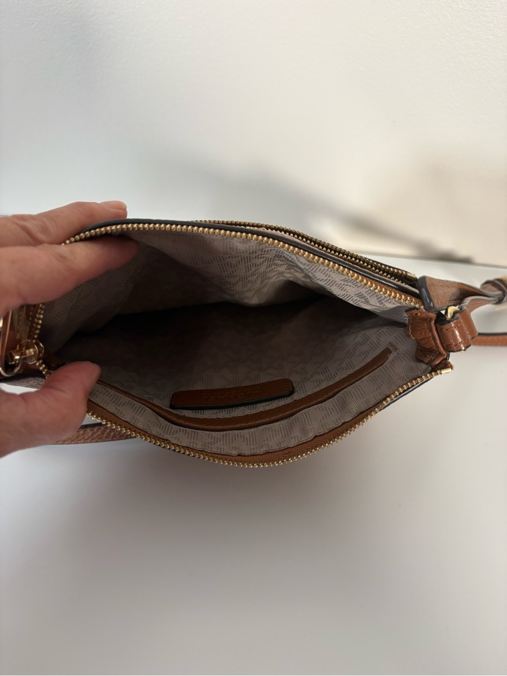 Michael Kors Brown Pebbled Leather Crossbody with Gold Hardware - Picture 4 of 5